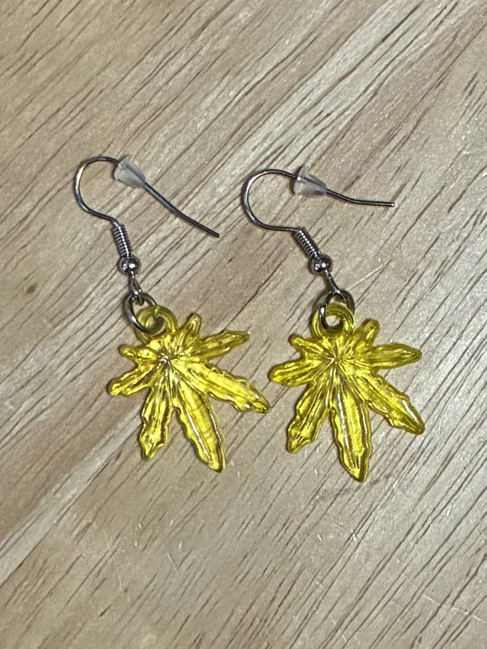 Translucent Yellow Leaf Dangle Earrings New